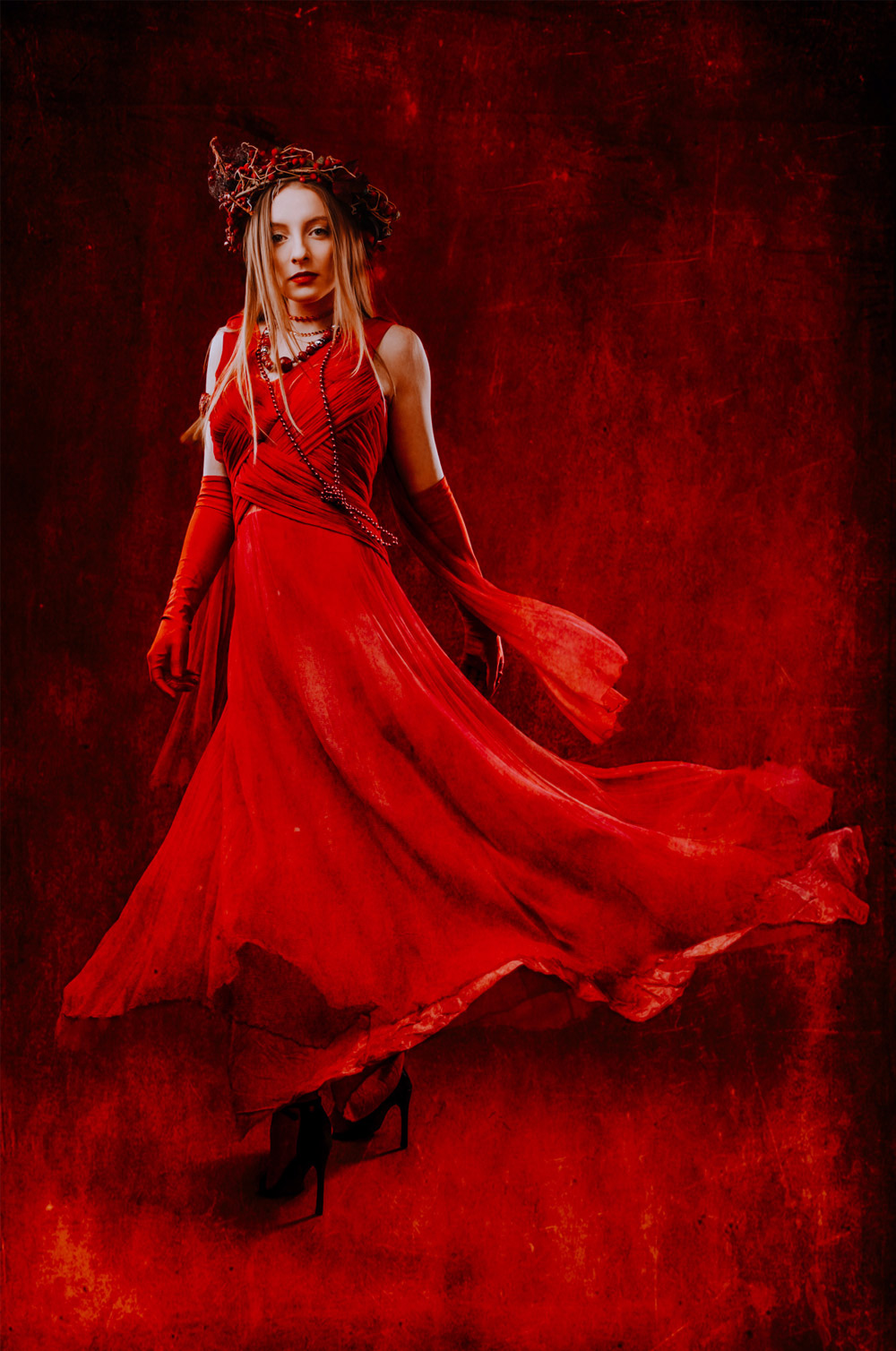 Lydia in red